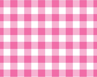 Bright Pink Gingham Fabric, Fabric by the Yard, Quilting Cotton, Bamboo, French Terry, Cotton Sateen, Swim Fabric, Jersey, Canvas, Rib Knit