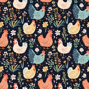 colorful chicken fabric