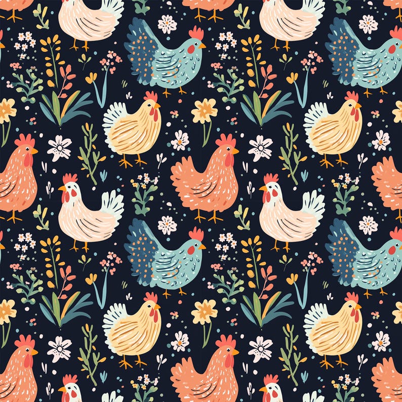 colorful chicken fabric