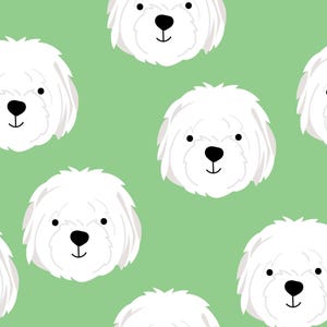 Tessuto con motivo a cane da pastore verde, tessuto con motivo a cane da pastore, tessuto tagliato su misura, Little Smilemakers, cotone per trapuntatura, tessuto a maglia, spandex, tela, minky