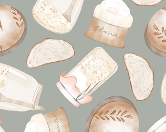 Tessuto per pane a lievitazione naturale, tessuto per cottura al forno, tessuto tagliato su misura, By Design Graphics, cotone per trapuntatura, raso, tessuto a maglia, minky, tessuto a doppia altezza