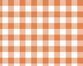 Orange Gingham Fabric, Pumpkin Spice Gingham, Fabric by the Yard, Quilting Cotton, Canvas, Spandex, Broadcloth, Bamboo, French Terry