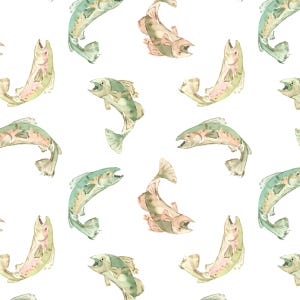 Watercolor Fish Fabric, Fishing Fabric, Fabric by the Yard, Erin Anne, Quilting Cotton, Boardshort Fabric, Knit Fabric, Canvas, Minky