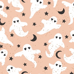 Ghost Heart Fabric, Cute Halloween Fabric, Julie Storie, Quilting Cotton, Knit Fabric, Canvas, French Terry, Bamboo, Broadcloth, Rib Knit
