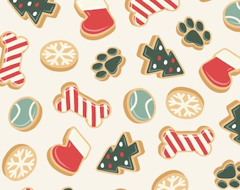 Christmas Dog Treat Fabric, Dog Bone Fabric, Fabric by the Yard, Little Arrow Design, Quilting Cotton, Broadcloth, Canvas, Minky, Spandex