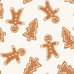 Gingerbread Cookie Fabric, Christmas Fabric, Hufton Studio, Fabric by the Yard, Quilting Cotton, Jersey, Bamboo, Canvas, Sateen, Spandex