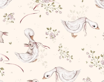 Creme Gänse Stoff, Baby Gänse Stoff, Bauernhof Tier Stoff, Meterware, Pookys World, Quilt Baumwolle, Strickstoff, Leinwand, Satin