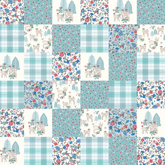 Meterware Weihnachts Patchworkstoffe Blauer Weihnachten Cheater