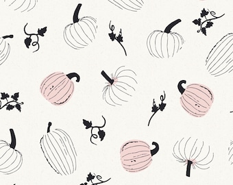 Creme und Pink Kürbis Stoff, Meterware, Herbst Stoff, Blue Dahlia Studio, Quilting Baumwolle, Leinwand, Feinstrick, Minky