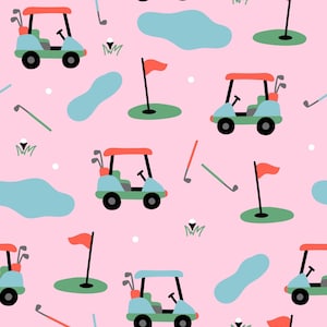 Pinker Golf Stoff, Golf Cart Stoff, Stoff, Meterware, Stoffe, Patchworkstoff, Quilting Baumwolle, feiner Baumwollstoff, Minky, Canvas, Feinstrick