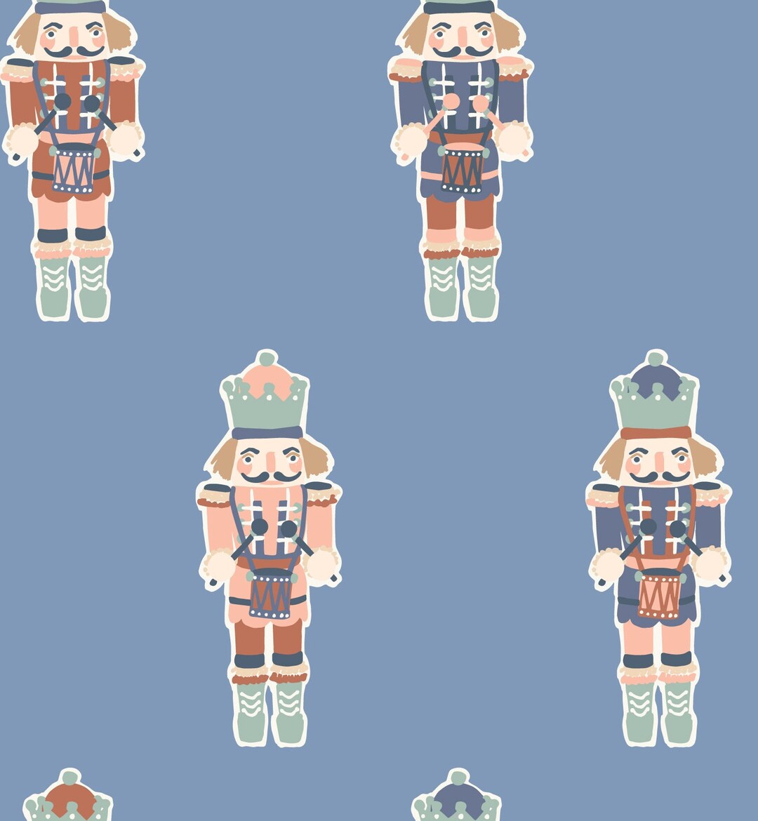 Blue Nutcracker Fabric, Drummer Boy, Christmas Fabric, Hufton Studio