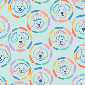 Colorful Dog Fabric, Rainbow Dog Fabric, Fabric by the Yard, Colour and Joy, Quilting Cotton, Knit Fabric, Canvas, Minky, Sateen, Jersey