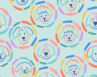 Colorful Dog Fabric, Rainbow Dog Fabric, Fabric by the Yard, Colour and Joy, Quilting Cotton, Knit Fabric, Canvas, Minky, Sateen, Jersey