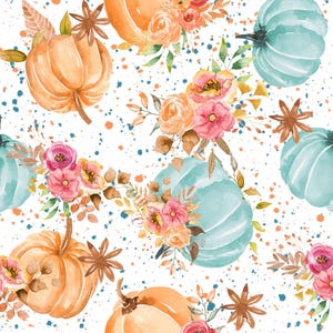 Floral Kürbis Stoff, Meterware, Herbst Stoff, Tori Egeler, Quilt Baumwolle, French Terry, Bambus, Canvas, Minky