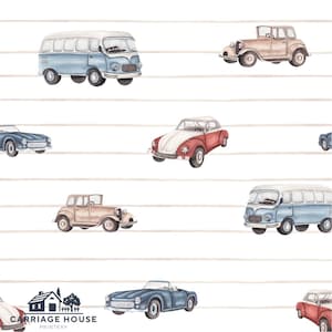 Vintage Car Fabric, Vehicle Fabric, Fabric by the Yard, Iss Mueller, Quilting Cotton, Broadcloth, Minky, Canvas, Sateen, Knit Fabric