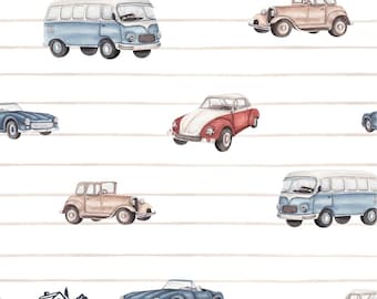 Vintage Car Fabric, Vehicle Fabric, Fabric by the Yard, Iss Mueller, Quilting Cotton, Broadcloth, Minky, Canvas, Sateen, Knit Fabric