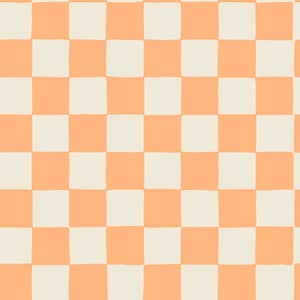 Peach Checker Fabric, Retro Checkboard Fabric, Fabric by the Yard, Erin Kendal, Quilting Cotton, Canvas, French Terry, Bamboo, Swim, Jersey