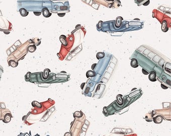 Vintage Car Fabric, Retro Vehicle Fabric, Fabric by the Yard, Iss Mueller, Quilting Cotton, Broadcloth, Minky, Canvas, Sateen, Knit Fabric