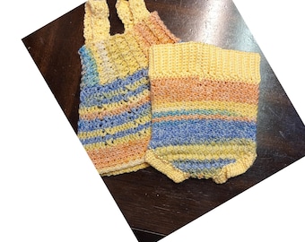 Handmade Crochet Newborn Dress Set, Soft and Light Dress Shirt & Diaper Cover (0-3 Months)
