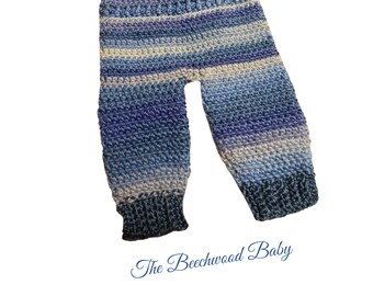 Handmade Crochet Baby Boy Newborn Striped Pants Size 0 to 3 months