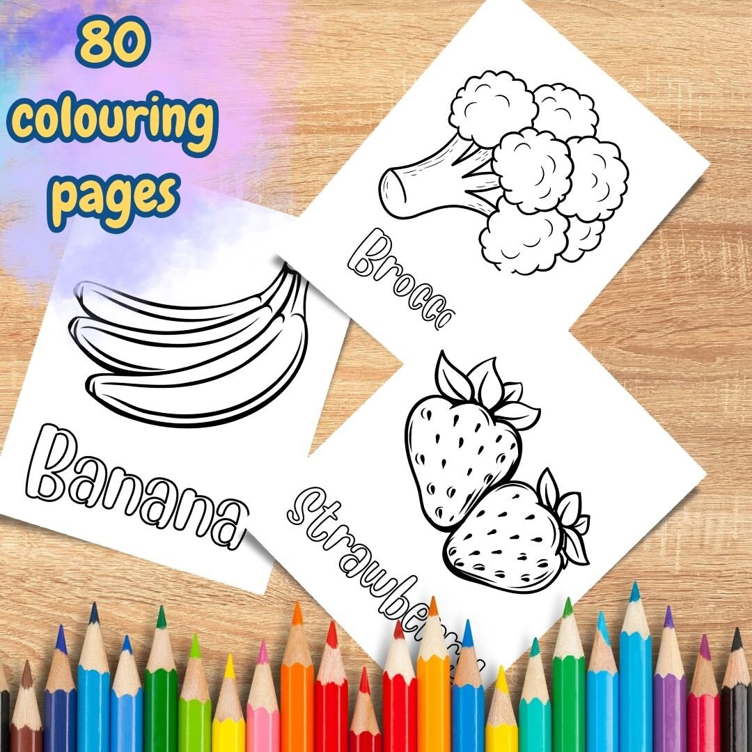 80 Printable Coloring Food Pages for Kids, Toddlers, Preschoolers ...