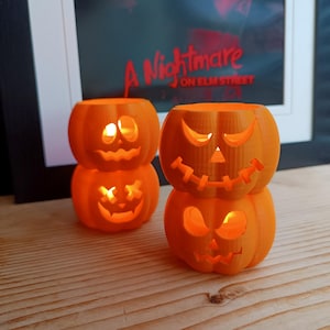 Candelabro de calabaza de Halloween, juego de 4, espeluznante, decoración, para velas de té