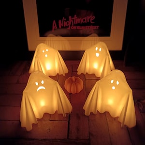 Ghost Tea Light Holder Set: Spooky Halloween Decor, Pumpkin Gift