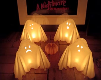 Ghost Tea Light Holder Set: Spooky Halloween Decor, Pumpkin Gift