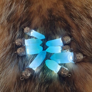 Luminous crystal pendants made of synthetic resin - "Iridescent Blue" series