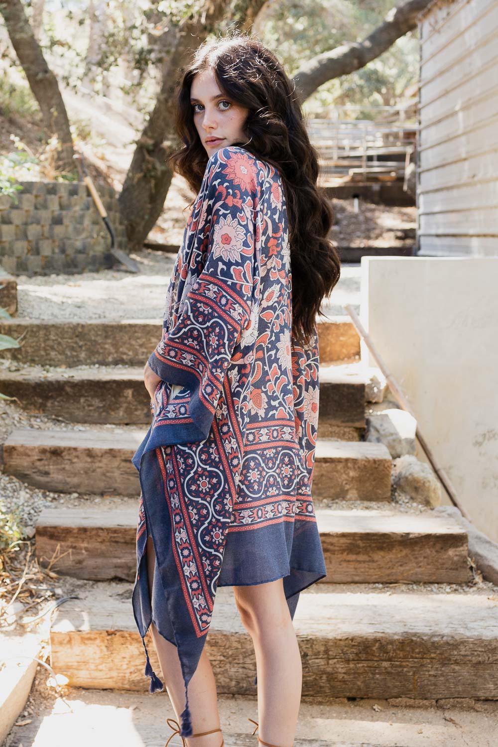 T. japan print sleeve tunic チュニック　ブラウン T. japan print sleeve tunic チュニック ブラウン