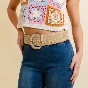 Raffia Woven Braided Belt