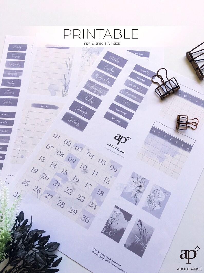 Lilac Grey Bullet Journal and Planner Kit Open Dated Etsy