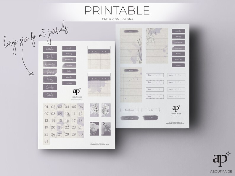 Lilac Grey Bullet Journal and Planner Kit Open Dated Etsy