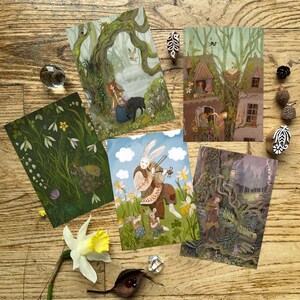 set of 5 postcards for Easter, Spring Equinox and Spring Magic. High definition print on A6 format , 10,5 x 14,8 cm