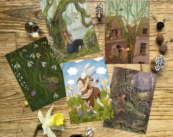 Spring Equinox postcards, Easter , 5 art postcards of 300 g matt paper 10.5 x 14.8 cm