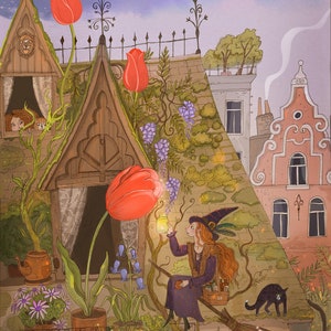 Fairy Tulips Wall Art, Tulips in Brussels, Folktale art, Easter