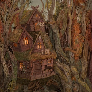 Halloween Night Watch, la capanna di Baba Yaga sulle zampe di pollo, la foresta incantata, la magia delle fiabe popolari