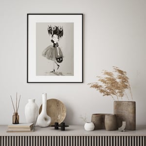 Impresión digital, Arte de pared 14,8 x 21 cm, Bruja murciélago, Regalo para amante de la magia, Arte de pared, Regalo para fashionista