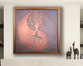 Rame Relief Wall Decor, Yin Yang Wall Art, Copper Wall Art, Home Living Room Decoration, Wall Hangings, Tree Decor