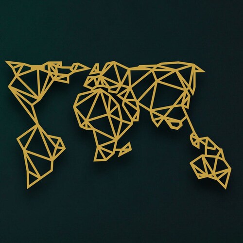 Metal World Map Rose Color Wall Art Decor Livingroom Office Etsy