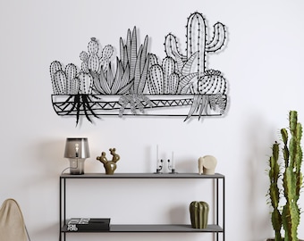 Decoración geométrica pared cactus