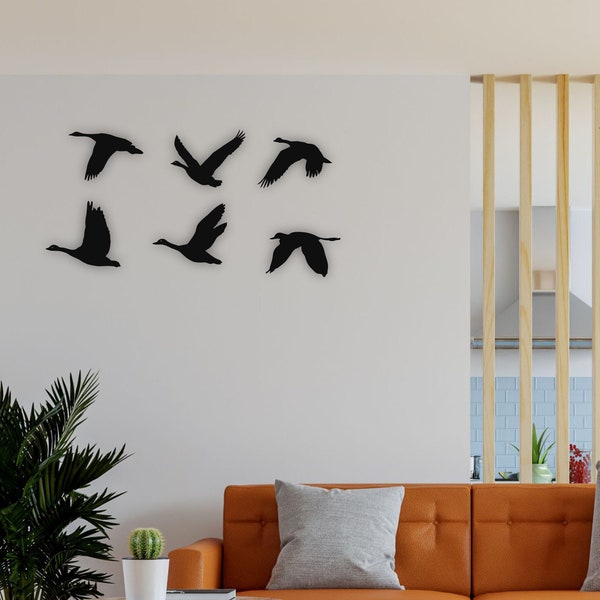 Metal Wall Art, Geese Birds Art, Metal Birds Decor, Metal Wall Decor, Home Living Room Decor, Outdoor Wall Hangings, Birds Flock Wall Art