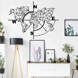 metal wall art geometric world map decor