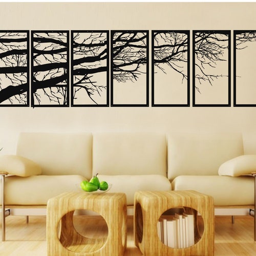 Metal Wall Art 4 Panels Tree of Life Decor Metal Tree Etsy