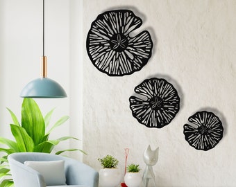 Metal  Wall Art, Geometric Sand Dollar Decor, 3 Pieces Wall Hangings, Home Office Living Room Entryway Decoration Set of 3,