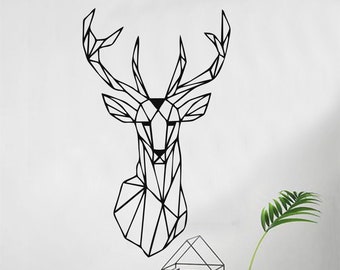 Metal Wall Decor, Deer Wall Art, Geometric Deer Head with Antlers Wall Art, Home Office Decoration, Wall Hangings, Animal Lover Gift