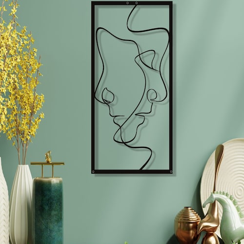 Line Wall Art 2 Faces Metal Wall Art Minimalist Art Etsy