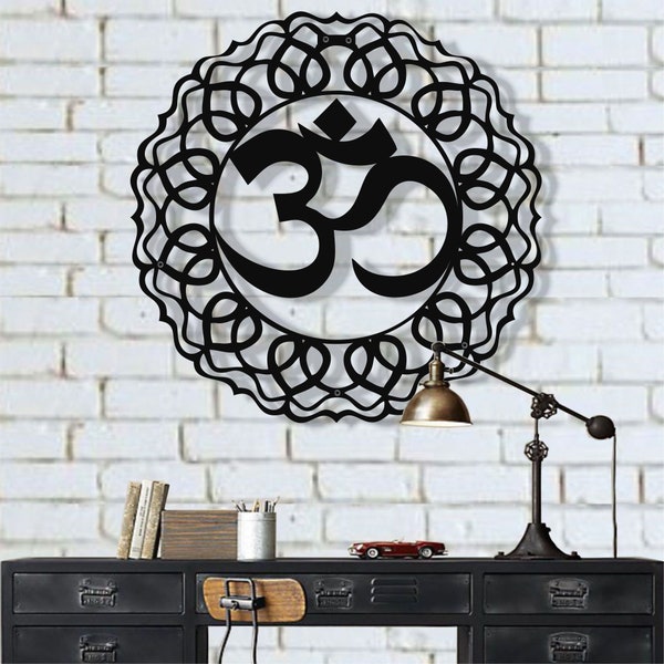 Metal Wall Decor, Metal Om Decor, Namaste Decor, OM Wall Art, Yoga Wall Decor, Metal Mandala Art, Home Office Living Room Decoration