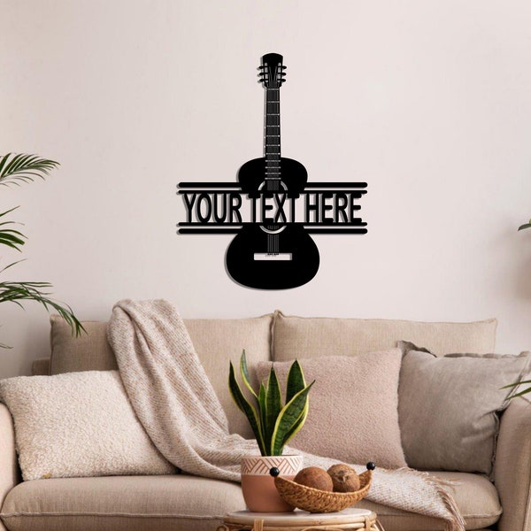 Metal Wall Art, Personalized Guitar Decor, Musician Gifts, Classic Guitar Lovers, Custom Guitar Decoration, Metal Guitar Sign, Kids Room