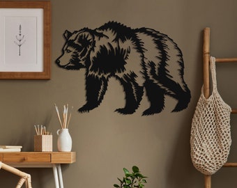 Metal Wall Art, Metal Bear Decor, Bear Wall Art, Home Office Decoration, Wildlife Lover Gift, Wall Hangings, Metal Art Work, Bear Sign